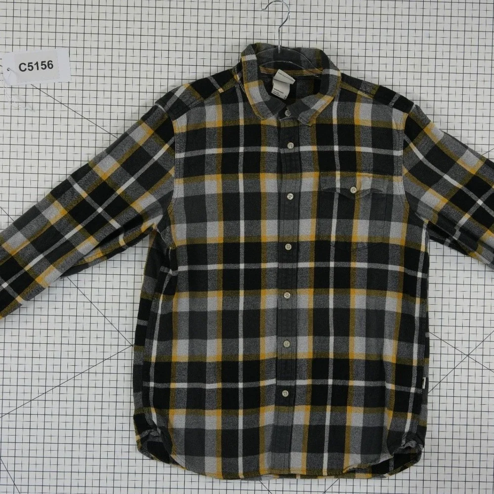 The North Face Flannel Shirt Men's Size Medium Black Yellow Plaid 100%‎ Cotton